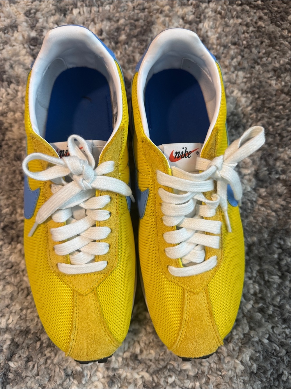 Nike Yellow Sneakers with Light Blue Swoosh